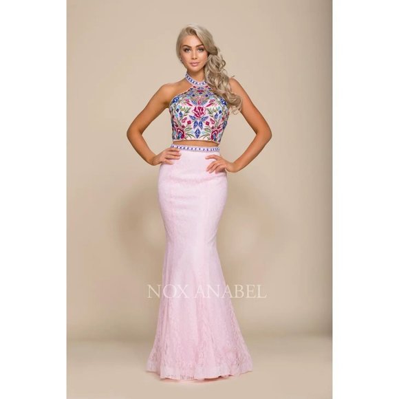 NWT Nox Anabel - 8262 Two Piece Embroidered Mermaid Formal Prom Dress - Picture 4 of 15